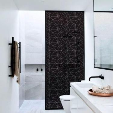 Imagem de Adesivo Para Vidro Box Banheiro Jateado Decorado Dark Prova D'Agua - T