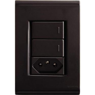 Imagem de Conjunto 4x2 Tramontina Liz Grafite 2 Interruptores Simples 10a E 1 Tomada 2p+t 10a~250v