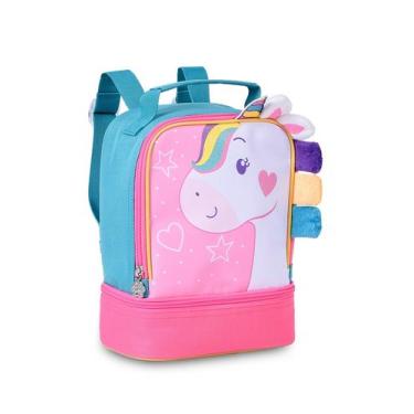 Imagem de Lancheira Infantil Costas Clio Pet Escolar Unicórnio Meninas, Verde