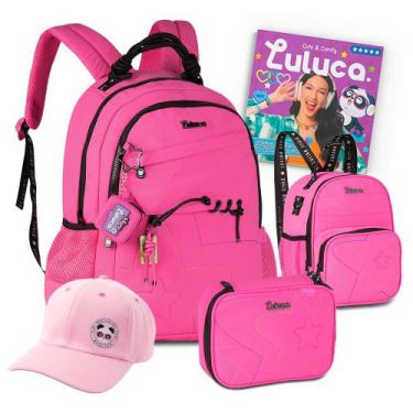 Imagem de Kit Mochila Luluca Youtuber Feminina Teen Estojo Lancheira, 20 LITROS,