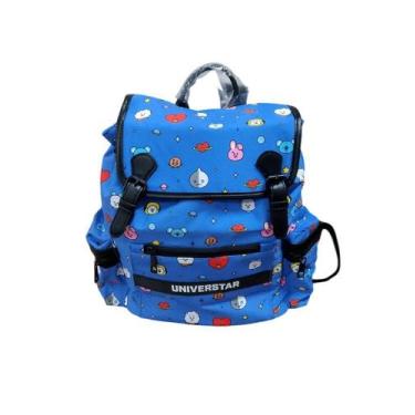 Imagem de Mochila de Costa Infantil Fechamento Tipo Saco Personagens BT21 - Azul