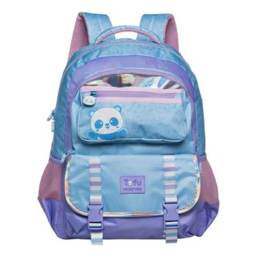 Imagem de Mochila De Costas Panda Escolar Juvenil Meninas Holográfico Cor:Azul -