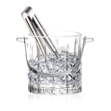 Imagem de Balde De Gelo De Vidro 15x13x14 Com Alça Pegador Inox 26310 - Bon Gour