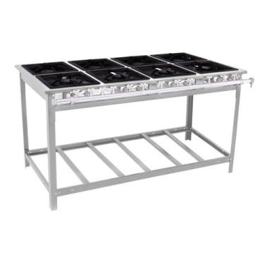 Imagem de Fogão Industrial Profissional Extra Inox 8 Bocas 4 Duplas Com Espera P