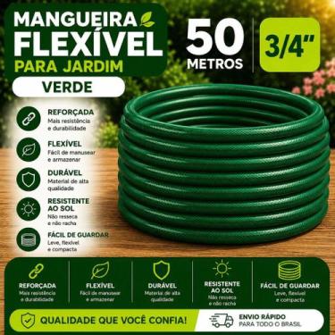 Imagem de Mangueira Jardim 50 Metros Trançada Reforçada Flexível Anti Dobra Irri