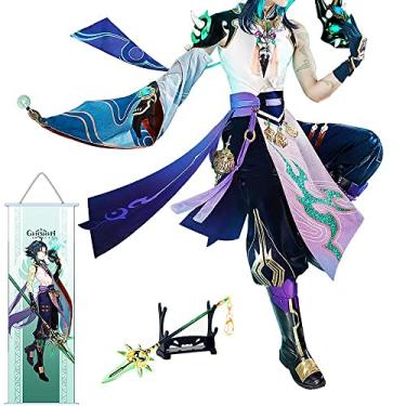 Imagem de Guardião Yaksha Xiao Cosplay Traje de Halloween Conjunto de Roupas de Natal Peruca Genshin Sapatos para Homens Meninos Presente