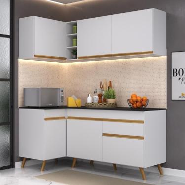 Imagem de Cozinha Compacta de Canto Veneza GW Multimóveis MP2057 com Armário e Balcão Branca