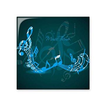 Imagem de Elegante Flappg Notas Musicais Azulejo de Cerâmica Azul Brilhante Banheiro Cozinha Parede