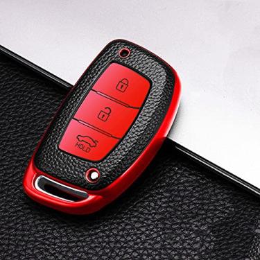 Imagem de SELIYA Capa de couro TPU para chave de carro, adequada para Hyundai IX25 IX35 ELANTRA Verna Sonata TUCSON chaveiro protetor, vermelho estilo A