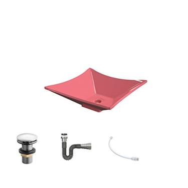 Imagem de Kit Cuba L34 C/Válvula Click 1 1/2'' (4,0cm) + Sifão Cromado + Flexível Rosa