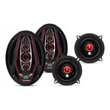 Imagem de Kit Par De Alto Falantes Bomber Bicho Papão 6x9 Pol 350W RMS + Par Alto Falantes Triaxial 5" Bomber 50W RMS