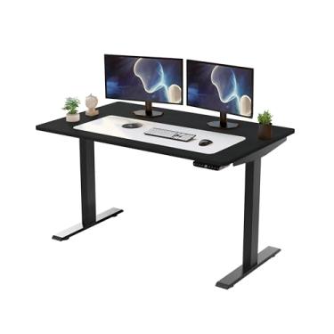 Imagem de Mesa de pé elétrica Rise Up, mesa vertical de madeira com motor duplo, 122 x 76 cm, mesa elevatória para computador, ergonomia de escritório doméstico para estação de trabalho ou jogos, altura