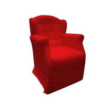 Imagem de Poltrona Cadeira De Amamentação Com Balanço Manu Suede Vermelho Mz Dec
