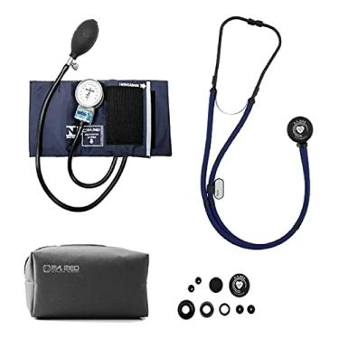Imagem de Kit Esfigmomanômetro Estetoscopio Rappaport Black Ed P.a Med (Azul)