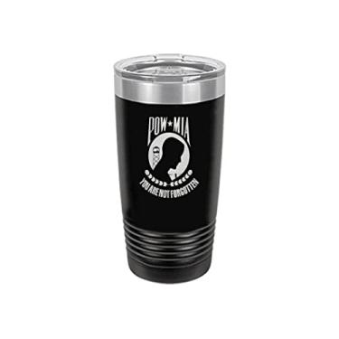 Imagem de Rogue River Tactical Caneca de viagem POW MIA Veteran 590 ml com tampa isolada a vácuo presente veterinário militar quente ou frio preto