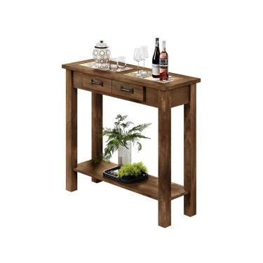 Imagem de Aparador Rústico para Sala de Estar 100cm W01 Tampo com Cerâmica Madeira Maciça Imbuia Clique Chique