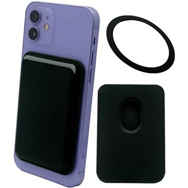 Imagem de Meroqeel Suporte magnético para carteira de cartão com anel para MagSafe iPhone 14/13/12 Mini Plus e Pro Max, capa de celular de couro forte e segura com ímã para cartão de crédito, Verde meia-noite,