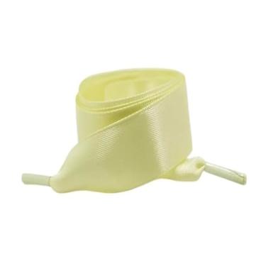 Imagem de Silk Satin Shoelaces Width Ribbon Flat Laces Women Boots Sneakers Shoelace Shoe Accessories (Color : Bright yellow, Size : 140cm)