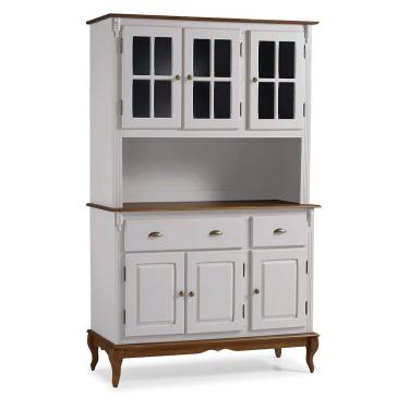 Imagem de Cristaleira Arca e Oratório 6 Portas 2 Gavetas Hannover 60804 - Off White/Imbuia Glazer