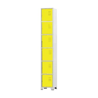 Imagem de Armário Roupeiro De Aço 6 Portas Para Vestiário Academia Locker Amarelo com Chave