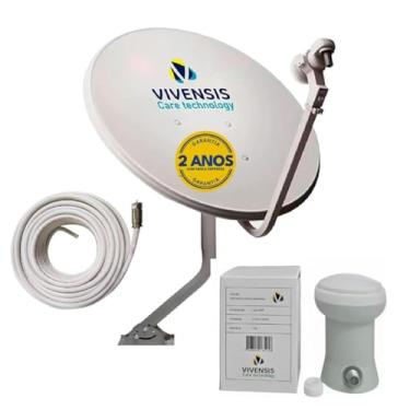 Imagem de Kit Parabolica Digital Ku Vivensis + Lnbf + Cabo 15 Metros Branco