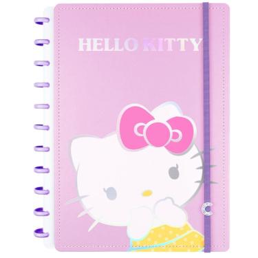 Imagem de Caderno Inteligente Hello Kitty Tamanho A4 Grande Capa Dura Disco Deluxe Universitário Escolar Folha Destacável 90g