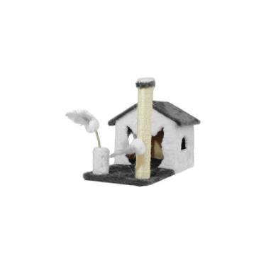 Imagem de Arranhador Gato Casinha Sem Rede Brinquedo e Poste Sisal - MIUPET, BRA