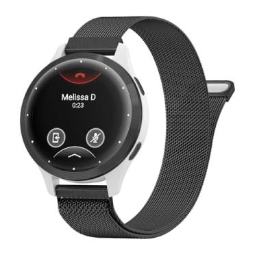 Imagem de Pulseira de relógio de 18 mm compatível com Garmin Venu 2s/ Venu 3s/ Vivoactive 4s/ Vivomove 3s/ Forerunner 255s/255s Music/265s, pulseira de aço inoxidável de malha de metal de liberação rápida,