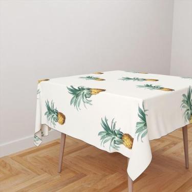 Imagem de Toalha De Mesa Quadrada 4 Lugares Tecido Oxford Abacaxi Aquarela TL215