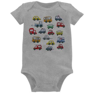 Imagem de Body Bebê Carrinhos Coloridos - Foca na Moda, Cinza, P