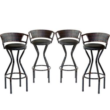 Imagem de 4 Banquetas Charme em Ferro e Fibra Sintética para Balcão, Bar  - Coag