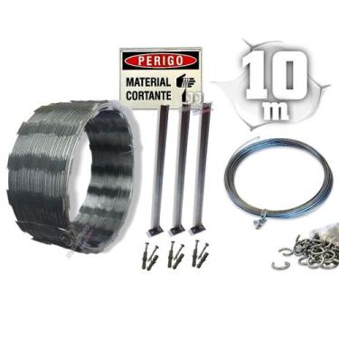 Imagem de Serpentina para muro cerca farpada 30cm - 10m kit completo - K. Metalu