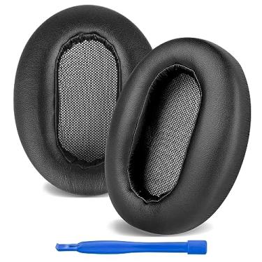 Imagem de Almofadas de substituição para fones de ouvido LinkIdea para Sony MDR-1AM2, MDR-1AM2/B Protetor de ouvido de espuma com memória para fones de ouvido (anel de plástico/preto)