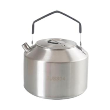 Imagem de Aymzbd Chaleira de acampamento Chaleira de água Cafeteira Bule de chá Bule de água para ferver água no fogo, Preto E 1.5l
