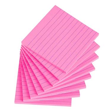 Imagem de Vanpad Notas adesivas forradas 10 x 10 cm, almofadas autoadesivas pautadas em vermelho rosa, fáceis de colocar para casa, escritório, caderno, 8 blocos/pacote