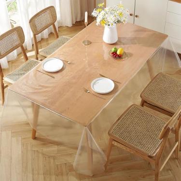 Imagem de Toalha de Mesa Retangular PVC em Plástico Transparente Impermeável Prática Limpa Fácil (200x140)