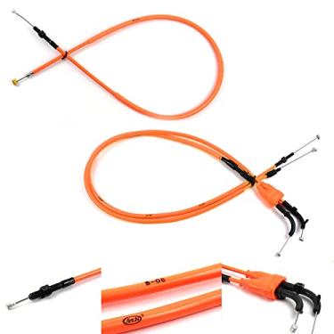 Imagem de zurio Cabo de acelerador e cabo de embreagem para Yamaha MT07 MT-07 FZ07 FZ-07 2014-2016 acessórios de substituição de motocicleta linhas de fio inoxidável borracha laranja