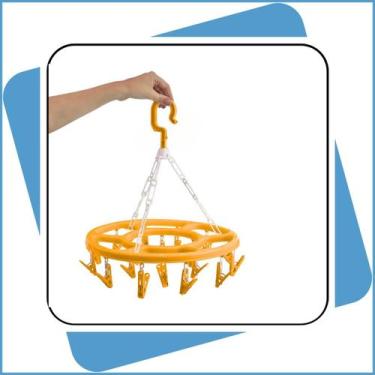 Imagem de Varal Compacto Roupas Íntimas com 12 Prendedores, Giratório e Colorido