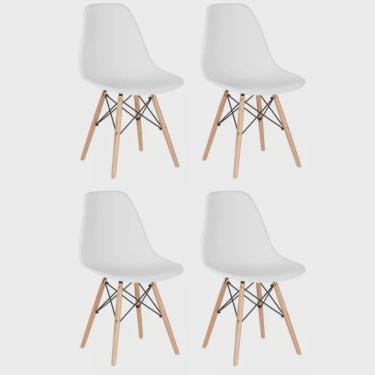 Imagem de Conjunto 4 Cadeiras para Sala de Jantar Eames Eiffel Dkr Branco