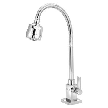 Imagem de Torneira Cozinha De Mesa Bancada Quadrada Tubo Gourmet Luxo