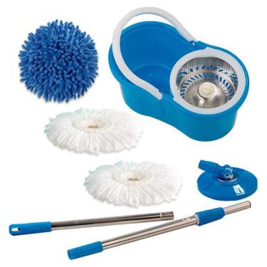 Imagem de Mop 360 Cesto Inox Com 2 Refil Microfibra E 1 Refil Tira Pó
