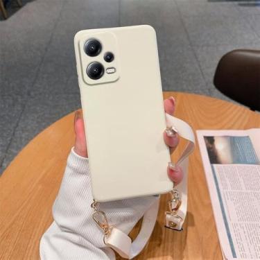 Imagem de Capa de silicone líquido com cordão para colar e alça transversal Redmi 12 para Xiaomi Redmi Note 12 11 4G 5G Note12 Pro Plus 11s, YTBGS branco, para Redmi Note 10 Pro 5G