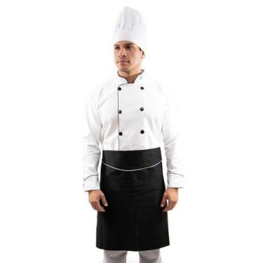Imagem de Kit Dolmã chef cozinha + Chapéu + Avental chef cozinha masculino - Dem