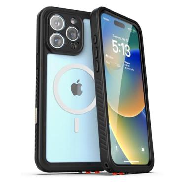 Imagem de ENCASED Capa à prova d'água para iPhone 16 Pro Max com botão de captura de controle de câmera, proteção total com protetor de tela integrado (compatível com MagSafe), transparente