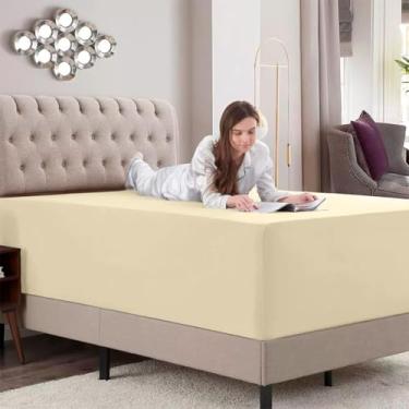 Imagem de Lençol Avulso Com Elástico, em Tecido Percal Flex, Solteiro King Palha-LE