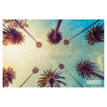 Imagem de Papel De Teto Céu Azul Nuvem Árvores Palmeiras 3,5M Rof86 - Você Decor