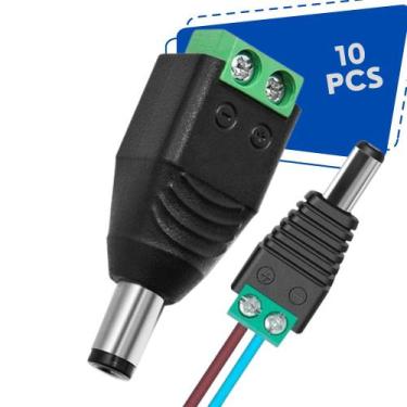 Imagem de 10 Conector P4 Macho Borne Cftv Alimentação Câmera Fita Led - Imbracom