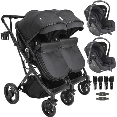 Imagem de Carrinho Kiddo para Gemeos com 2 Bebe Conforto Vox II Preto