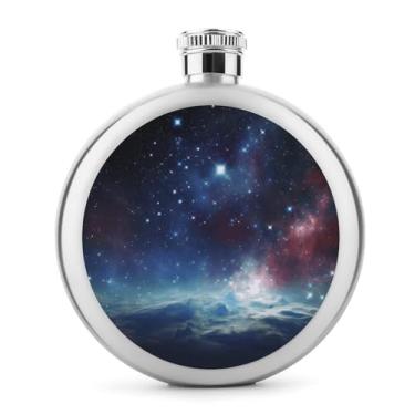 Imagem de Cantil de aço inoxidável, frasco de bolso com impressão do espaço sideral noturno garrafa de viagem garrafa portátil de licor garrafa de metal