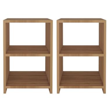 Imagem de Kit 2 Mesas de Cabeceira Mesinha Nicho Quarto Decoração Nogal Pamela Camaleão